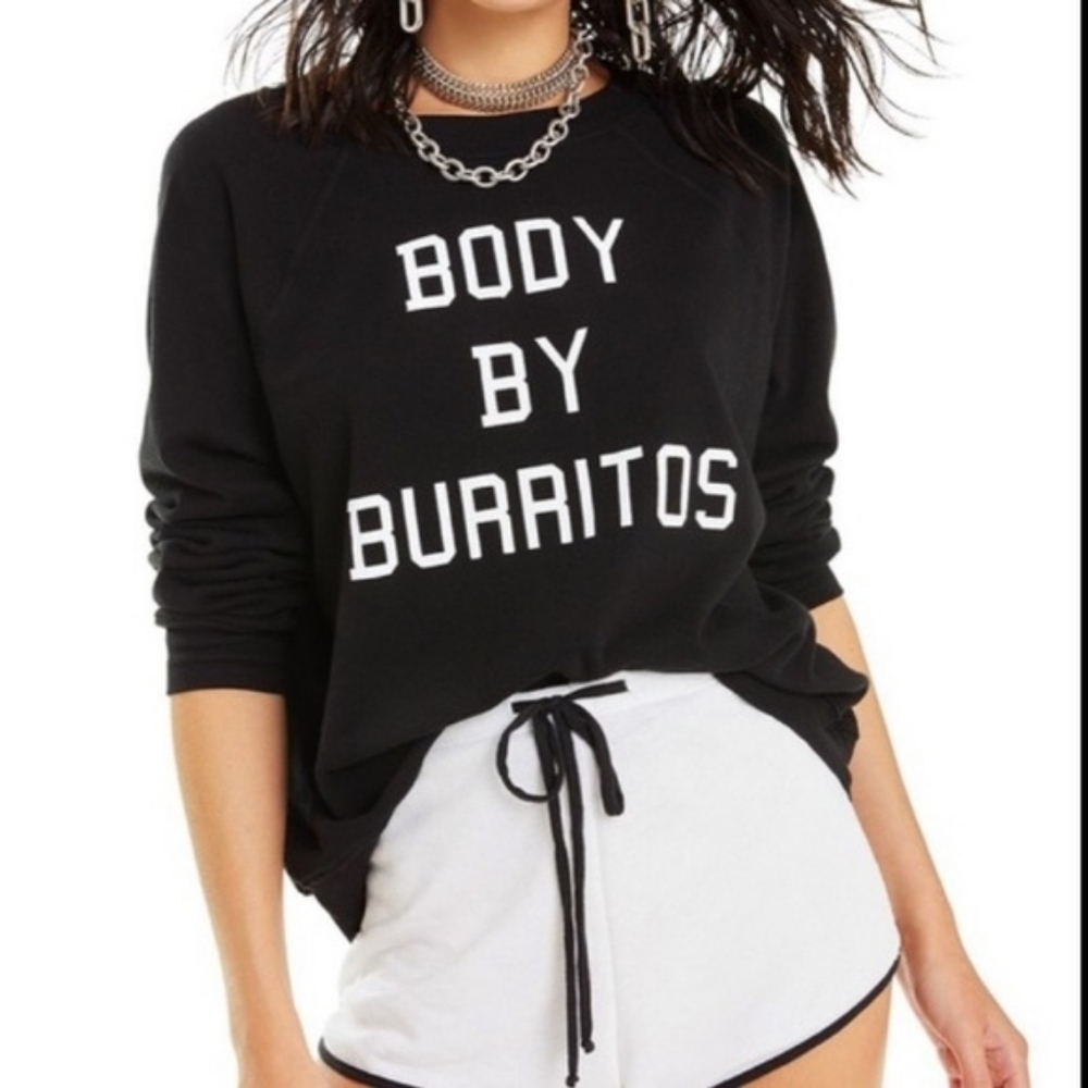 WILDFOX Body By Burritos Black Crewneck Sweatshirt Size Small